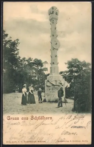 AK Berlin-Schildhorn, Partie am Denkmal