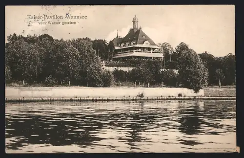 AK Berlin-Wannsee, Kaiser-Pavillon vom Wasser gesehen