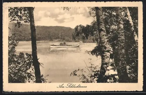 AK Berlin-Schlachtensee, Schlachtensee mit Schiff