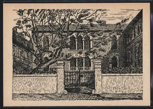Künstler-AK Weimar / Thüringen, Blick auf Villa mit Vorgarten