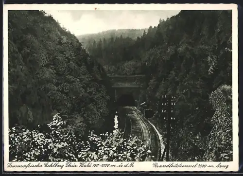 AK Gehlberg /Thür. Wald, Blick auf den Brandleitetunnel mit Bahnschienen