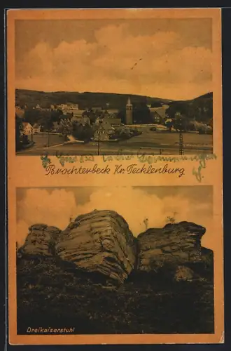 AK Brochterbeck /Tecklenburg, Ortsansicht, Dreikaiserstuhl