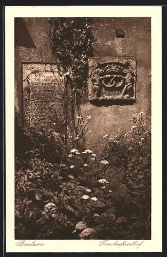 AK Bautzen, Taucherfriedhof, Ältestes Grabdenkmal 1616