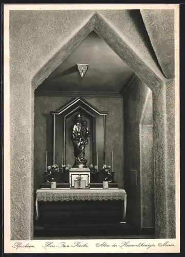 AK Pforzheim, Herz-Jesu-Kirche, Altar der Himmelskönigin Maria