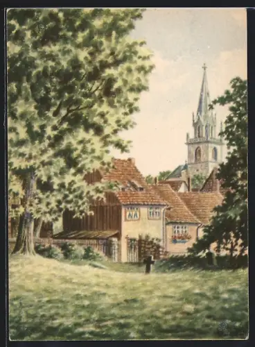 Künstler-AK Langensalza, Am alten Friedhof