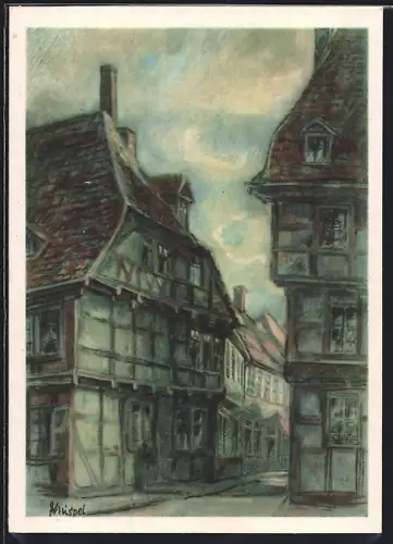 Künstler-AK Halberstadt, Ochsenkopfstrasse