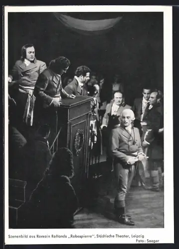 AK Leipzig, Städtisches Theater, Szenenbild aus Robespierre von Romain Rolland, Theaterkalender 1953