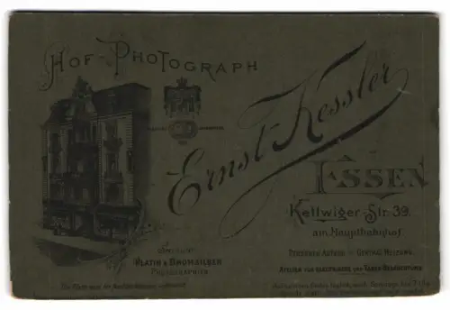 Fotografie Ernst Kessler, Essen, Kettwiger Str. 39, Ansicht Essen, Blick auf die Front des Atelier
