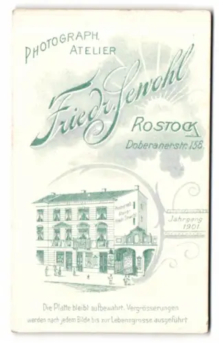 Fotografie Friedr. Sewohl, Rostock, Doberanerstr. 158, Ansicht Rostock, Atelierhaus mit Schaukasten