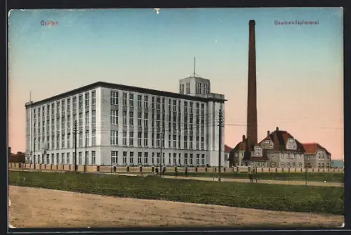 AK Gröba / Riesa, Baumwollspinnerei, Totalansicht