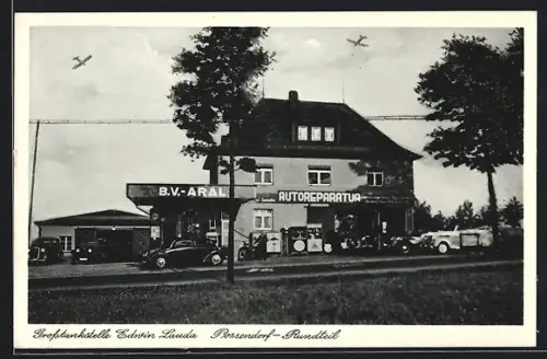 AK Rundteil /Bannewitz, Grosstankstelle von Edwin Lauda mit Autos