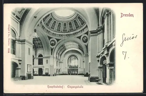 AK Dresden, Eingangshalle vom Hauptbahnhof