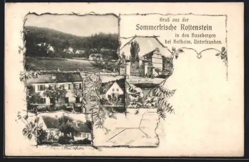 AK Rottenstein in den Hassbergen, Gasthaus Pfeifer, Forsthaus, Schloss Friesenhausen