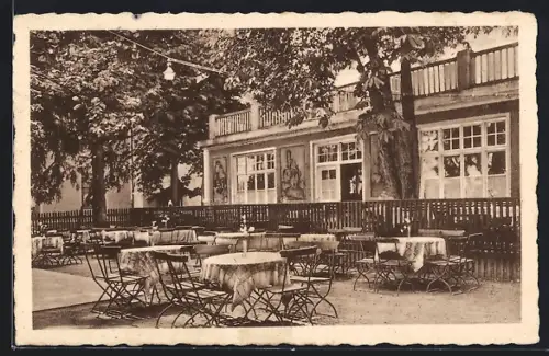 AK Krailling bei München, Kaffee und Restaurant Hacker, Garten