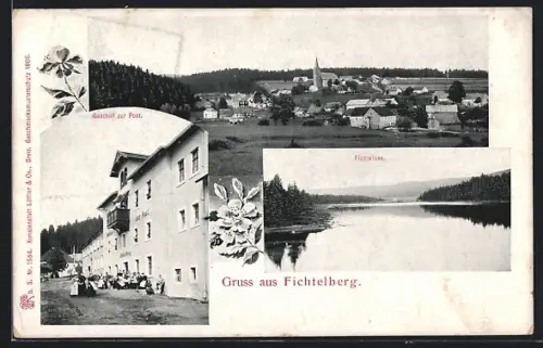 AK Fichtelberg / Fichtelgebirge, Gasthof zur Post, Ortsansicht