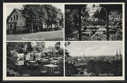 AK Bielefeld, Restaurant Treffpunkt mit Gartenlokal v. E. Graner, Detmolder Strasse 43, Totalansicht