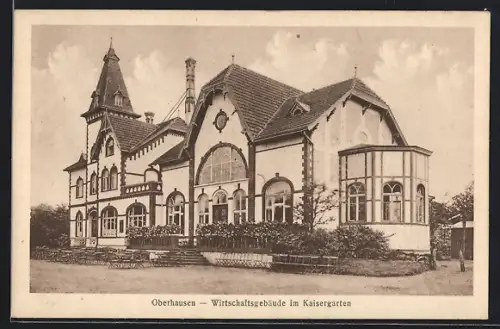 AK Oberhausen / Rheinland, Wirtschaftsgebäude im Kaisergarten, Gasthof