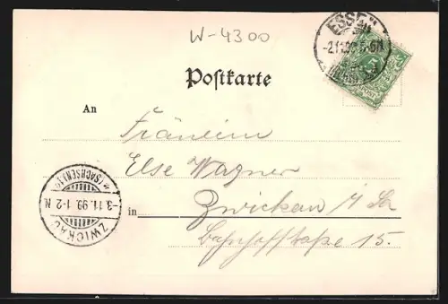 AK Essen a. d. Ruhr, Hotel-Restaurant Monopol, Innenansicht des Restaurants