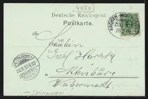 AK M. Gladbach, Spinnereri, Unterne Krefelderstrasse im Mondschein, Ortspanorama