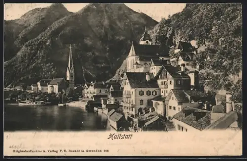 AK Hallstatt, Teilansicht mit Kirche