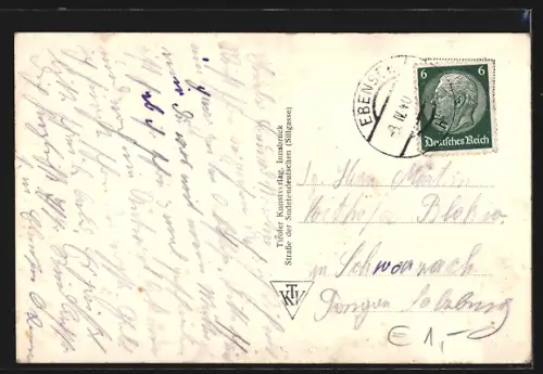 AK Ebensee am Traunsee, Rindbach, Teilansicht mit Bergen