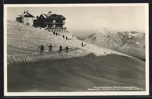 AK Ebensee, Berghotel und Station am Feuerkogel im Winter