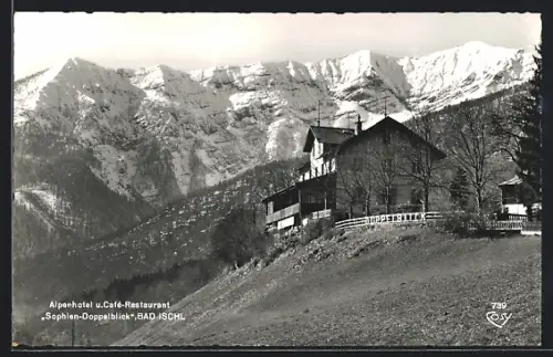 AK Bad Ischl, Alpenhotel und Cafe-Restaurant Sophien-Doppelblick