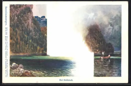 Künstler-AK Philipp + Kramer Nr. XX /10: Hallstatt, See im Herbst