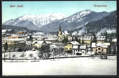AK Bad Ischl, Ortsansicht im Winter