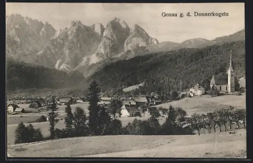 AK Gosau, Teilansicht g. d. Donnerkogeln