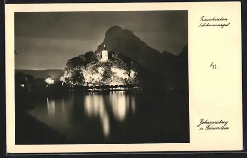 AK Traunkirchen, Salzkammergut, Johannisberg und Traunstein bei Nacht