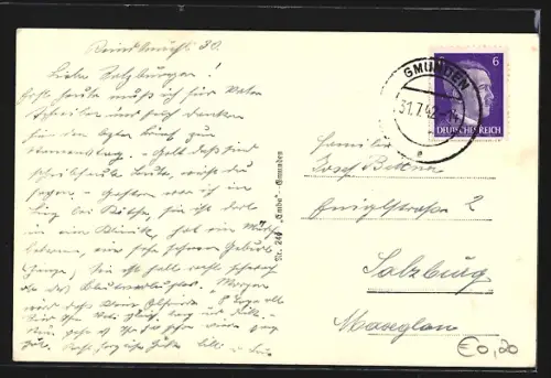 AK Traunkirchen, Salzkammergut, Johannisberg und Traunstein bei Nacht