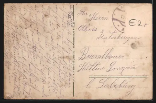 AK Ebenzweier-Altmünster, Totalansicht mit dem Höllengebirge