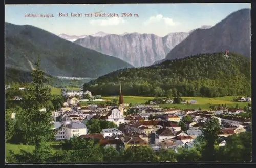 AK Bad Ischl, Salzkammergut, Teilansicht mit Dachstein
