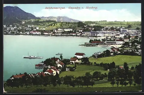 AK Gmunden, Salzkammergut, Teilansicht vom Moosberg