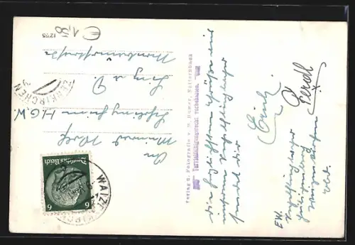 AK Heiligenberg, Ortspartie mit Bäumen