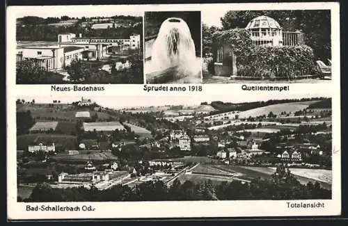 AK Bad-Schallerbach /Od., Neues Badehaus, Sprudel anno 1918, Quellentempel
