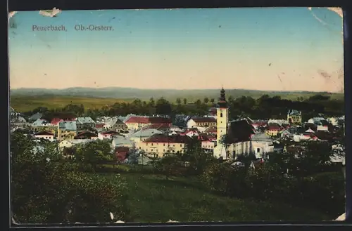 AK Peuerbach /Ob.-Oesterr., Teilansicht mit Kirche