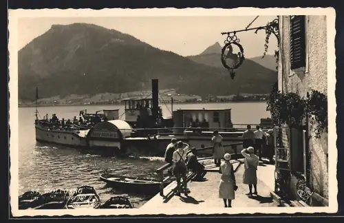 AK St. Wolfgang, Anlegestelle mit Salondampfer Kaiser Franz Josef I.