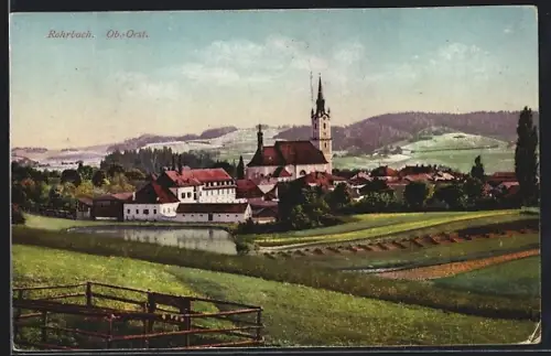 AK Rohrbach /Ob.-Oest., Ortspartie mit Kirche