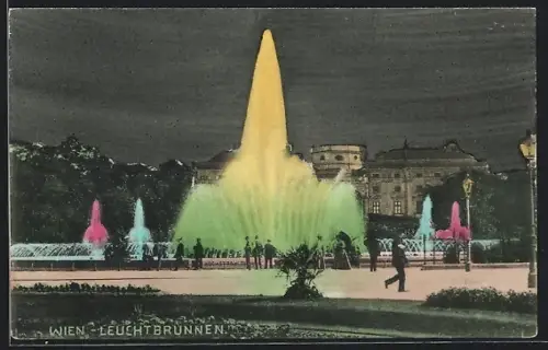 AK Wien, Leuchtbrunnen bei Nacht