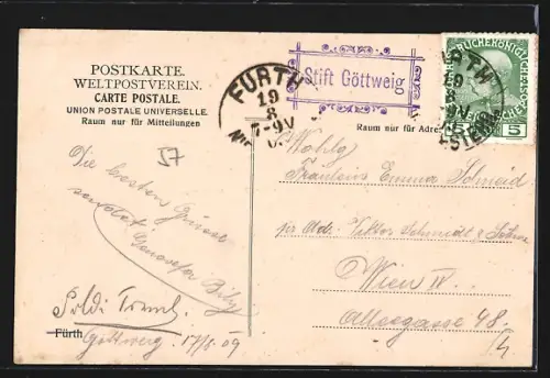 AK Furth bei Göttweig, Panorama mit dem Benediktinerstift