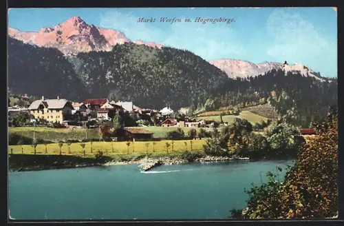 AK Werfen, Ortsansicht mit Hagengebirge