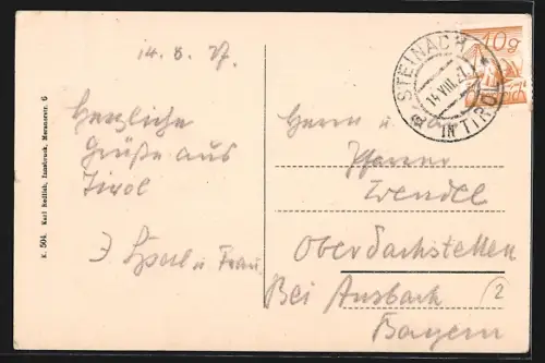 AK Steinach a. Br., Teilansicht gegen Gschnitztal, Habicht, Kirchdach und Schneiderspitze