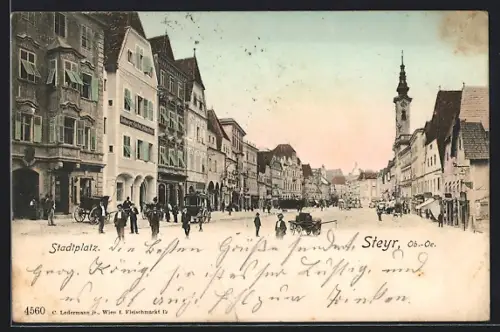 AK Steyr, Stadtplatz mit Geschäften