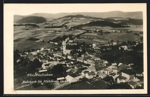 AK Rohrbach im Mühlkreis, Totalansicht vom Flugzeug aus