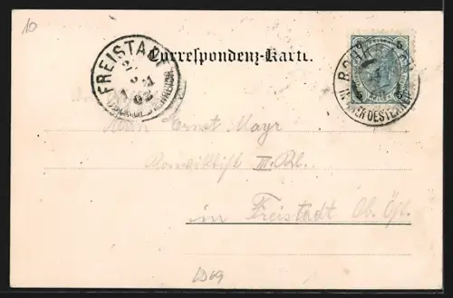 AK Rohrbach /O.-Oe., belebte Strassenpartie mit Blick nach der Kirche