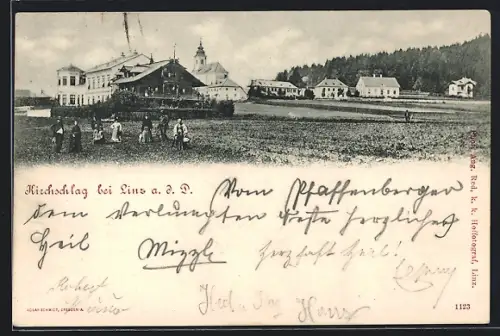 AK Kirchschlag bei Linz, Ortsansicht vom Feld aus