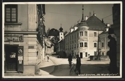 AK Wind. Garsten, Ortspartie am Oberen Marktplatz mit Rathaus