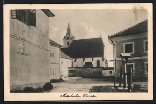 AK Mitterkirchen, Wegpartie mit Blick auf die Kirche